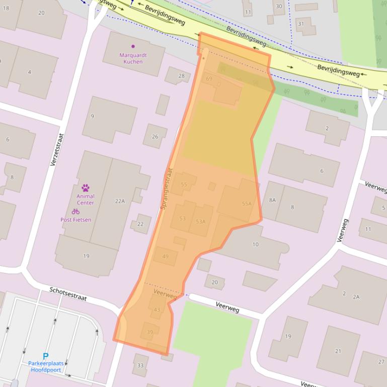 Kaart van postcodegebied 5171DZ.