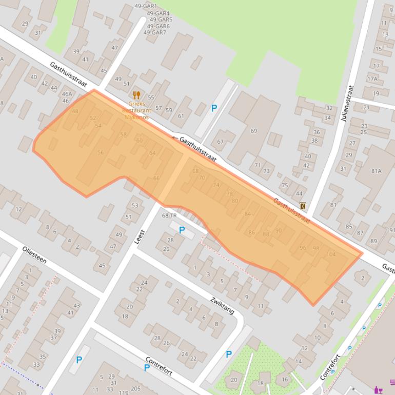 Kaart van postcodegebied 5171GH.