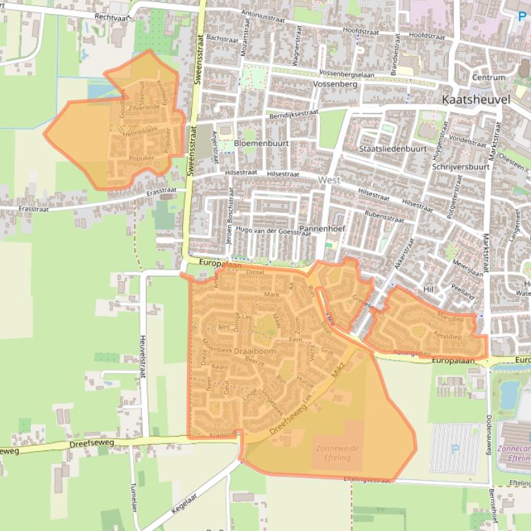 Kaart van postcodegebied 5172.