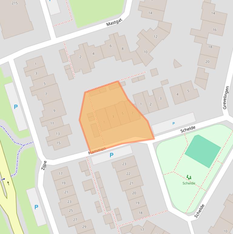 Kaart van postcodegebied 5172AA.