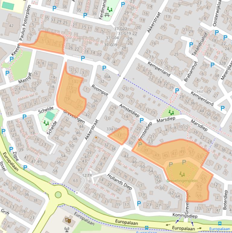 Kaart van postcodegebied 5172AB.