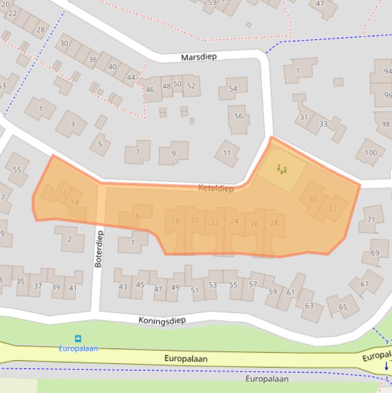 Kaart van postcodegebied 5172AZ.