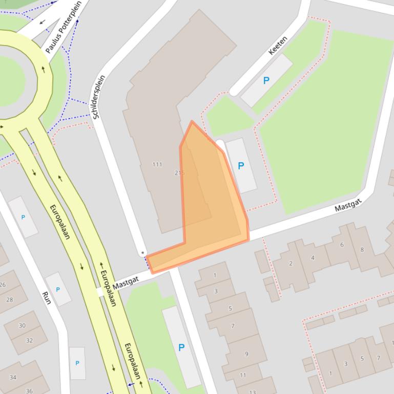 Kaart van postcodegebied 5172BD.