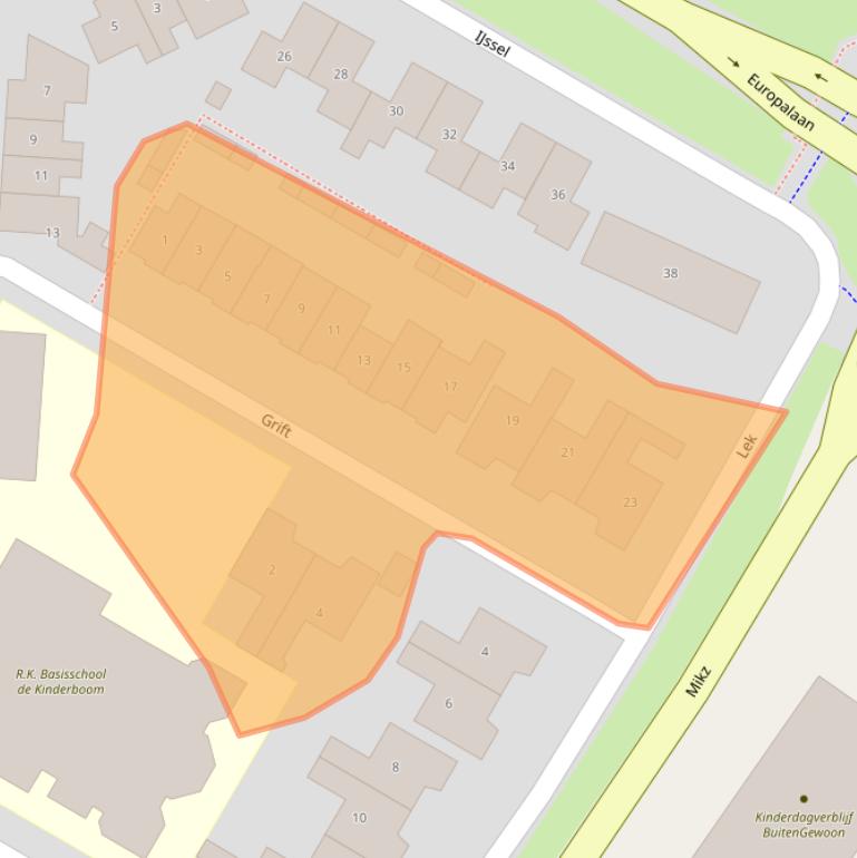 Kaart van postcodegebied 5172BW.