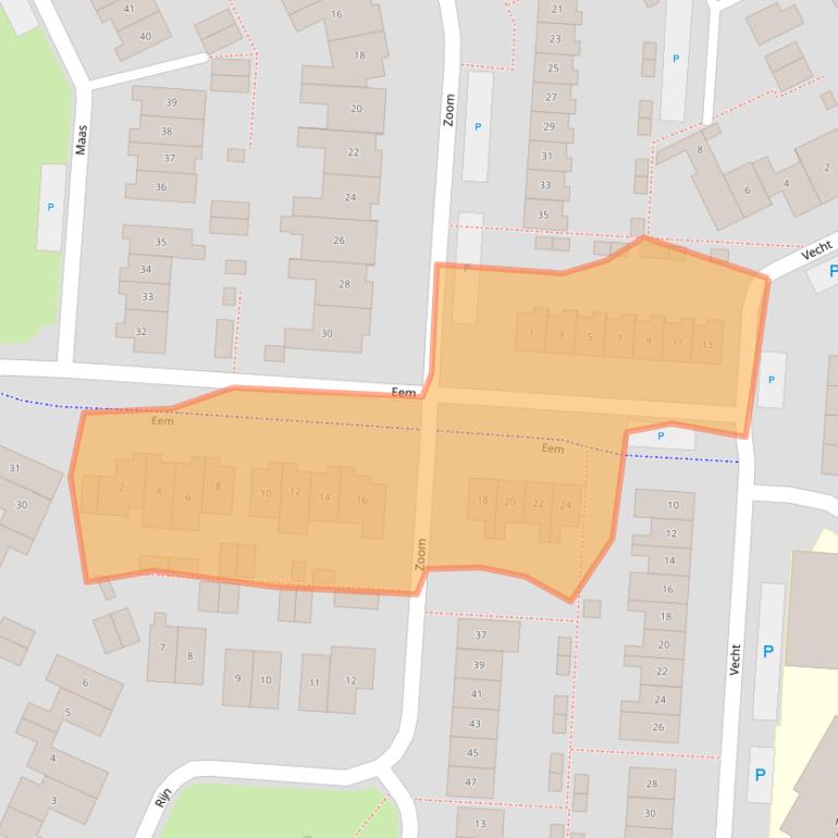 Kaart van postcodegebied 5172BZ.