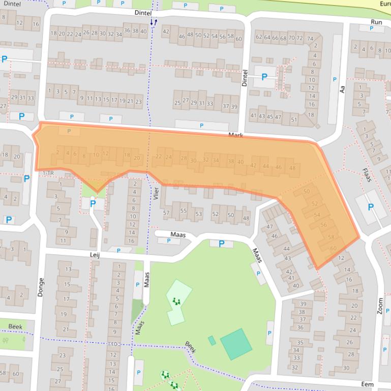Kaart van postcodegebied 5172CD.