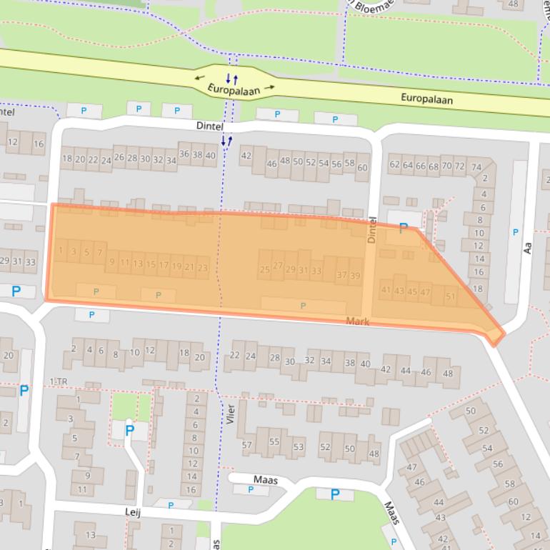 Kaart van postcodegebied 5172CE.