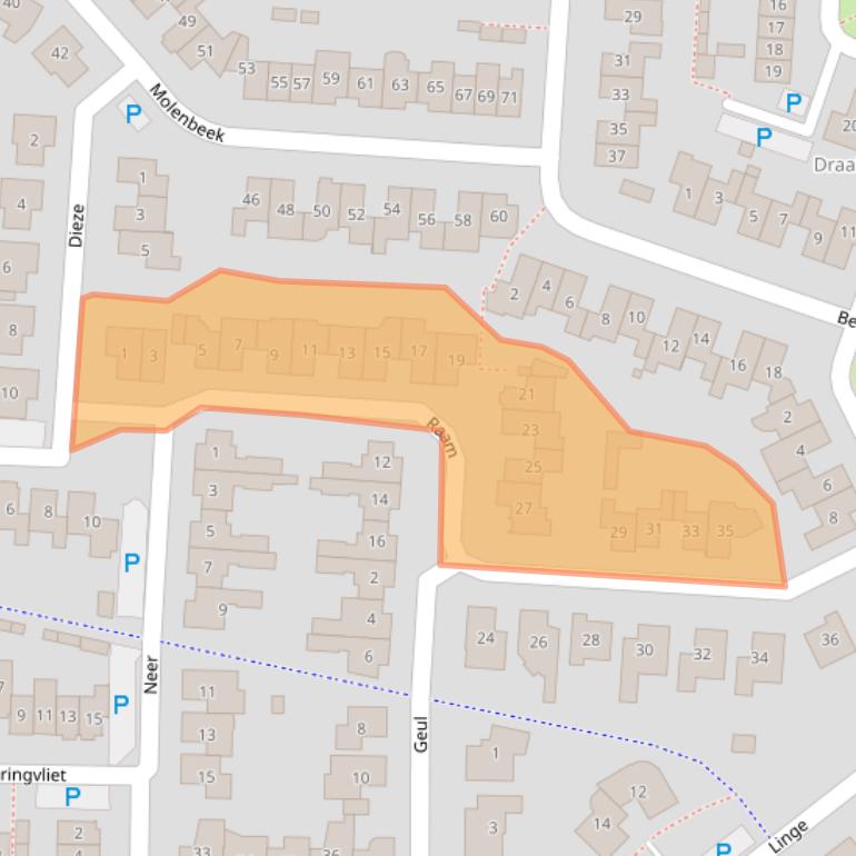 Kaart van postcodegebied 5172DC.