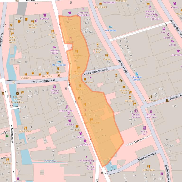Kaart van postcodegebied 5211DT.