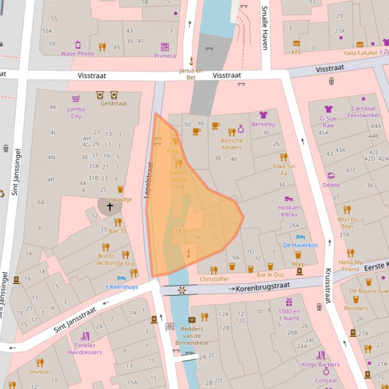 Kaart van postcodegebied 5211DZ.