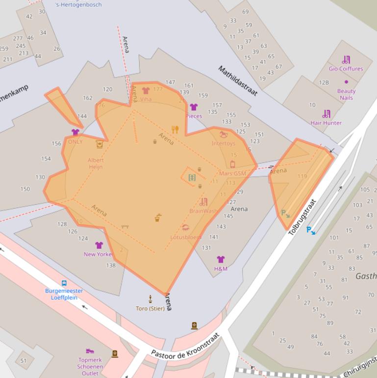 Kaart van postcodegebied 5211XT.