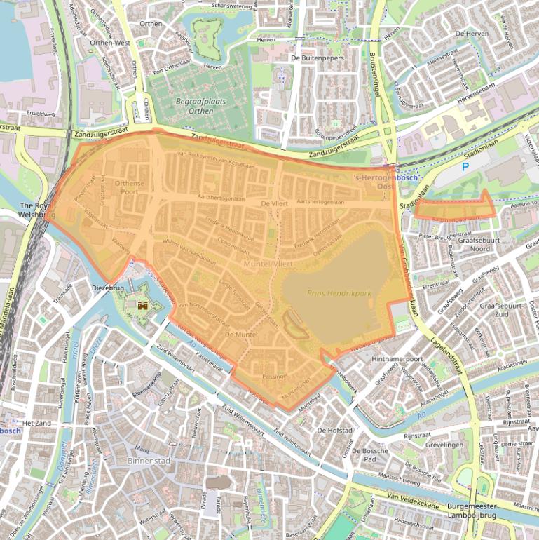 Kaart van postcodegebied 5212.