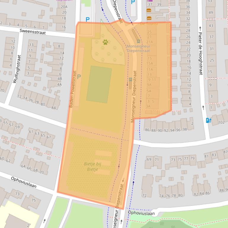 Kaart van postcodegebied 5212BT.