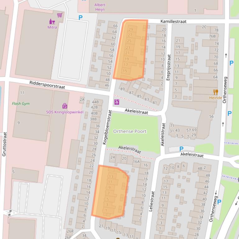 Kaart van postcodegebied 5212XK.