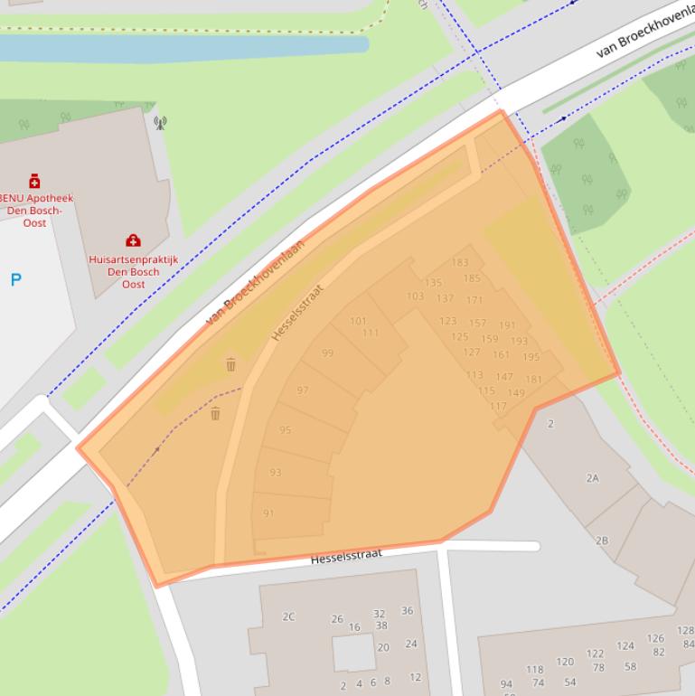 Kaart van postcodegebied 5213HZ.