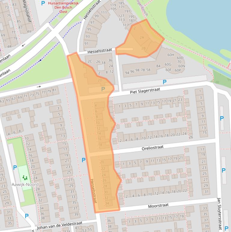 Kaart van postcodegebied 5213XD.