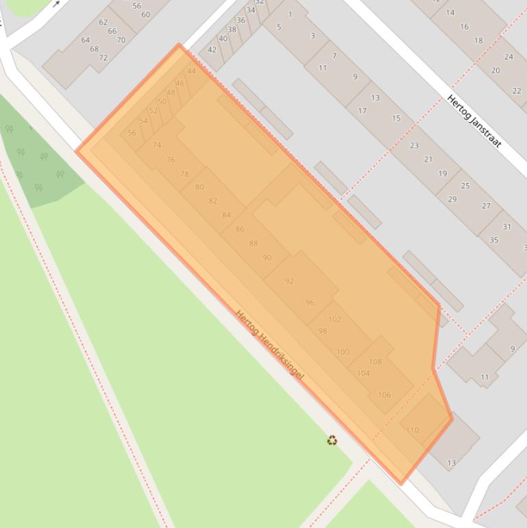 Kaart van postcodegebied 5216BD.