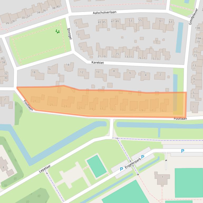 Kaart van postcodegebied 5221GP.