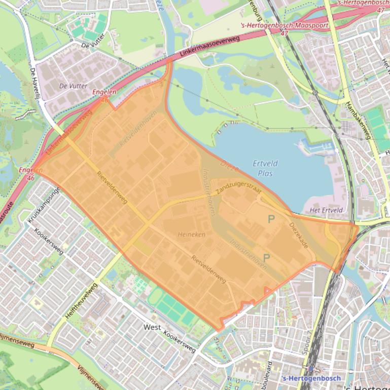 Kaart van postcodegebied 5222.