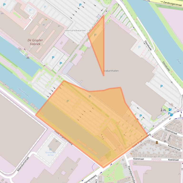 Kaart van postcodegebied 5222AA.