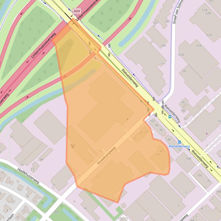 Kaart van postcodegebied 5222AT.