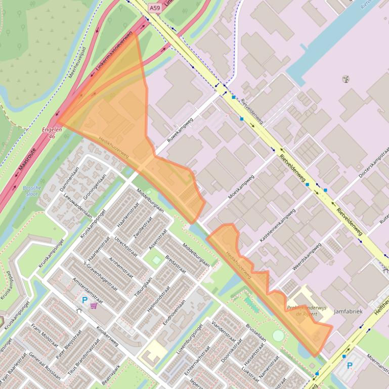 Kaart van postcodegebied 5222BC.