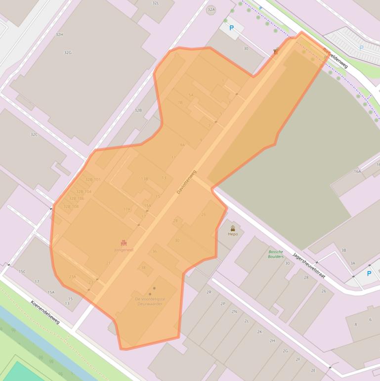 Kaart van postcodegebied 5222BH.