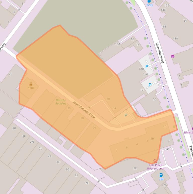 Kaart van postcodegebied 5222BJ.