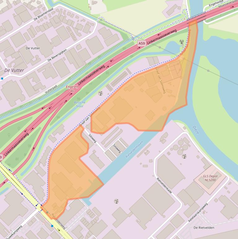 Kaart van postcodegebied 5222BP.