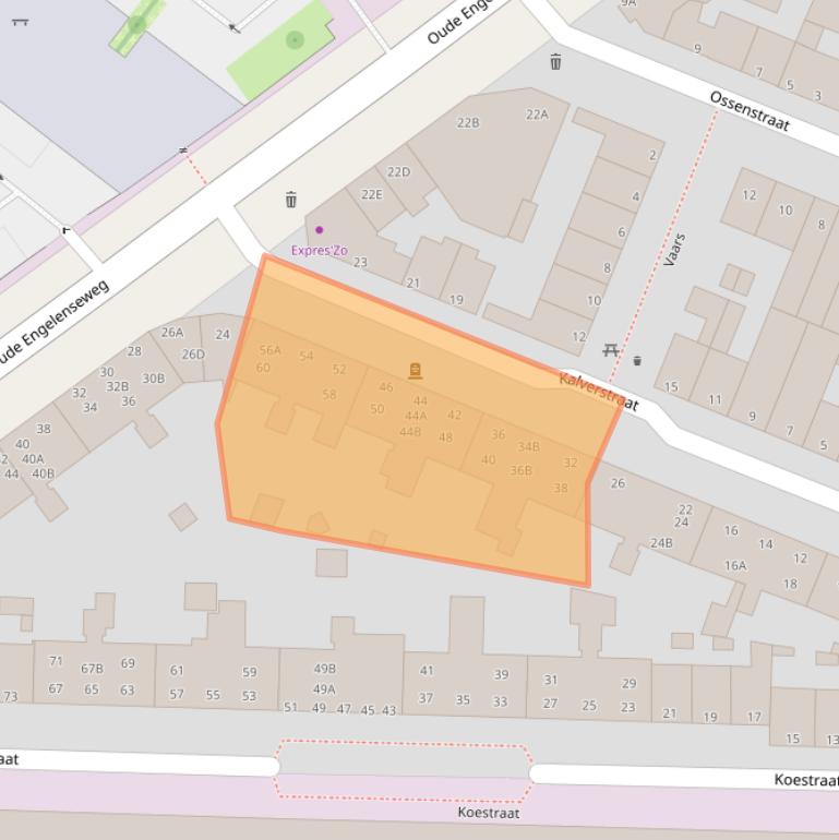 Kaart van postcodegebied 5223AE.