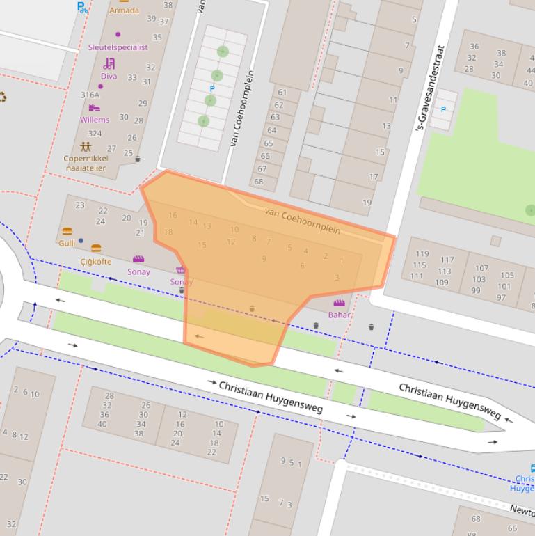 Kaart van postcodegebied 5223BT.
