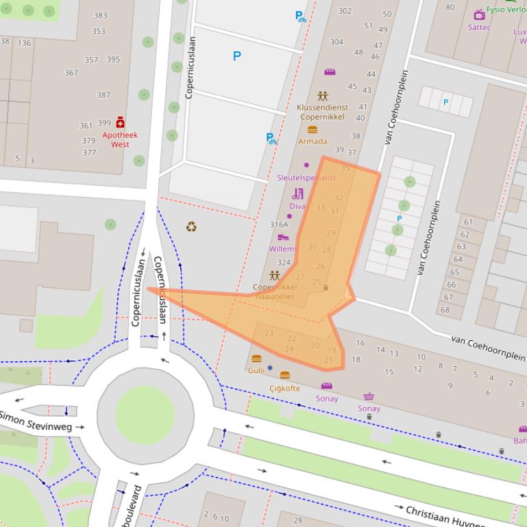 Kaart van postcodegebied 5223BV.