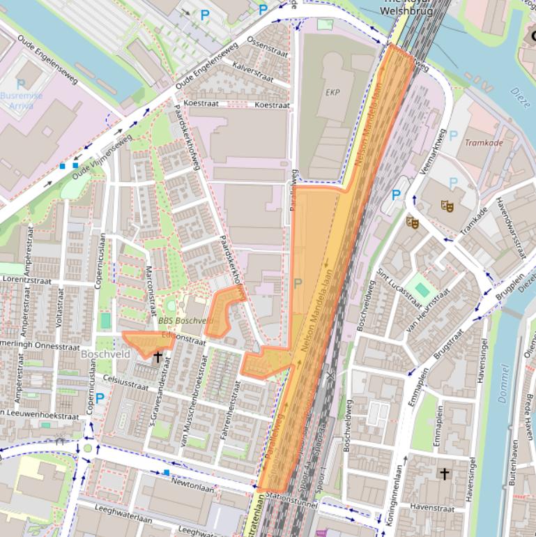 Kaart van postcodegebied 5223CE.