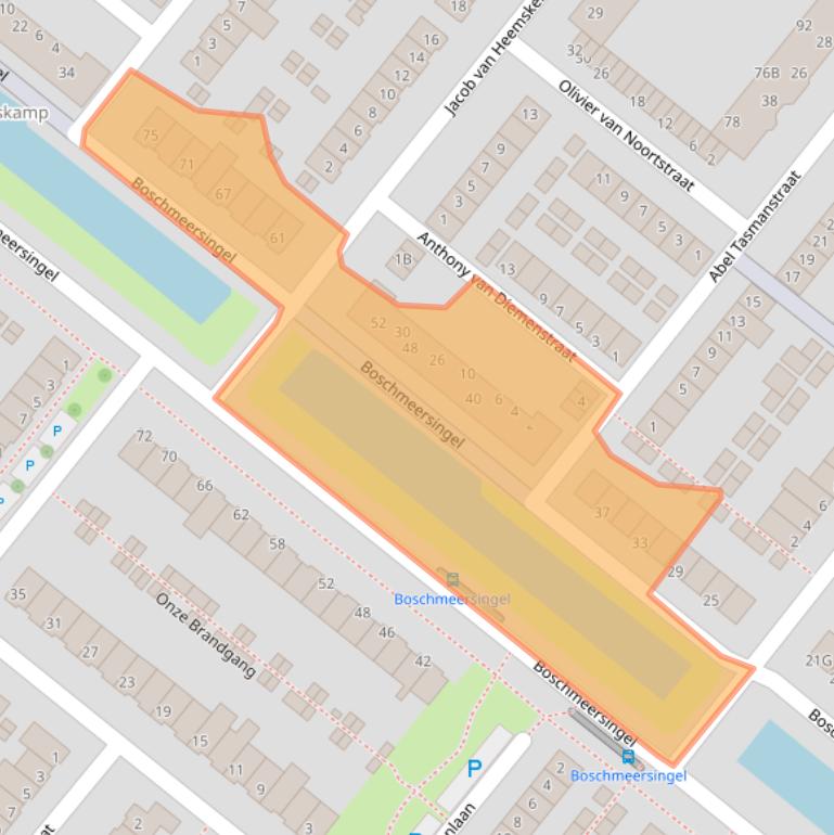 Kaart van postcodegebied 5223HE.