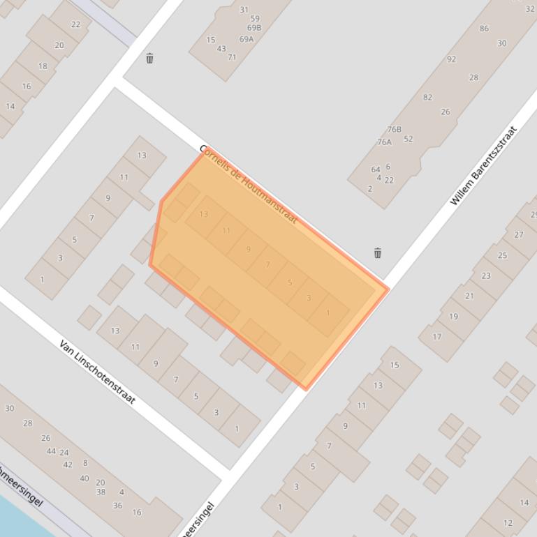 Kaart van postcodegebied 5223HN.