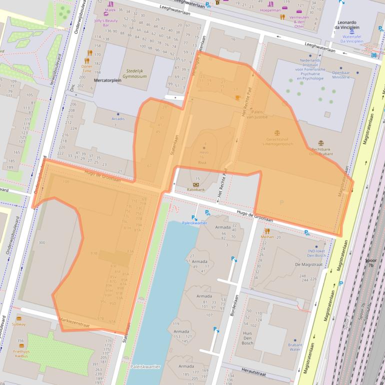 Kaart van postcodegebied 5223LA.