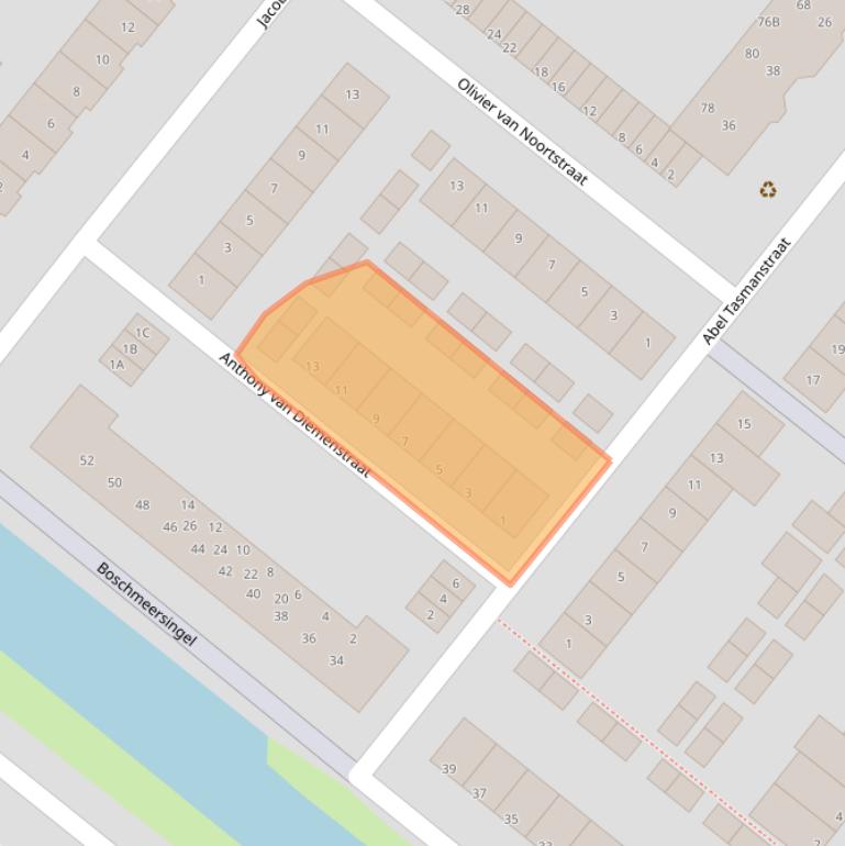 Kaart van postcodegebied 5223TA.