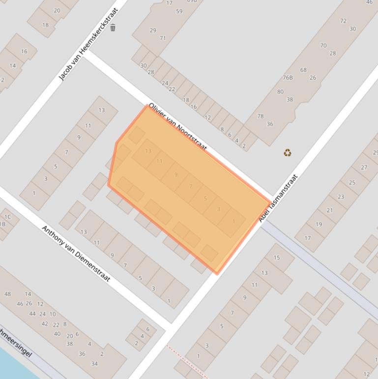 Kaart van postcodegebied 5223TB.