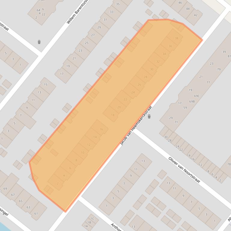 Kaart van postcodegebied 5223TE.