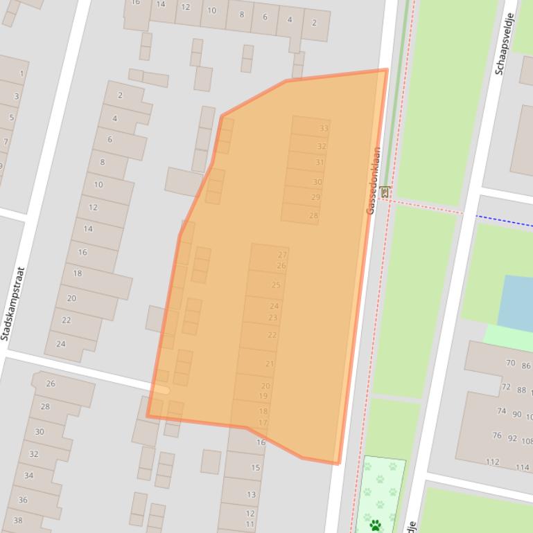 Kaart van postcodegebied 5223XV.
