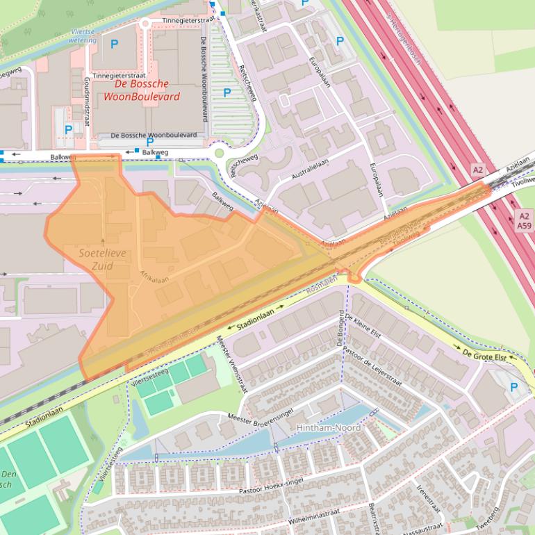 Kaart van postcodegebied 5232BD.