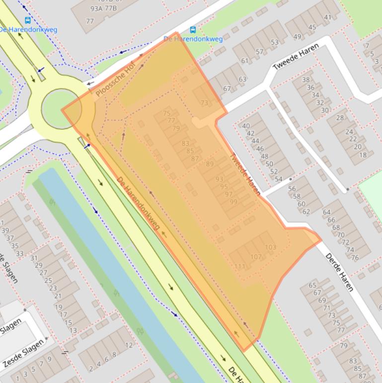 Kaart van postcodegebied 5233BE.