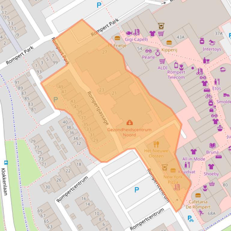 Kaart van postcodegebied 5233RG.