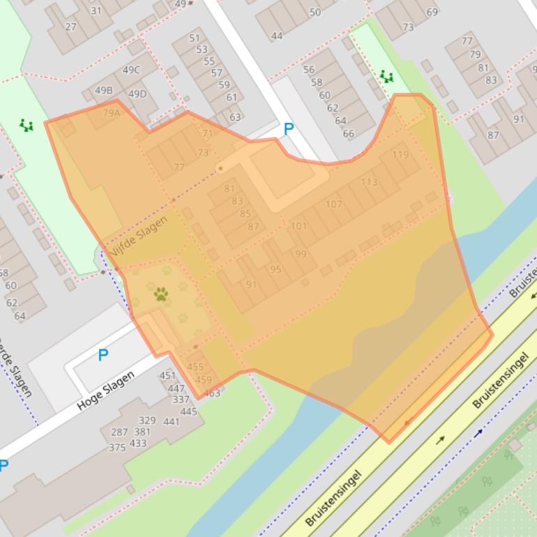 Kaart van postcodegebied 5233VN.