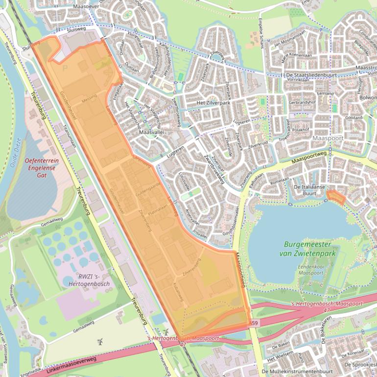 Kaartafbeelding, ingezoomd op postcodegebied 5234.