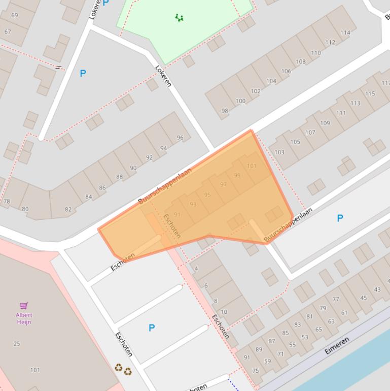 Kaart van postcodegebied 5235EB.