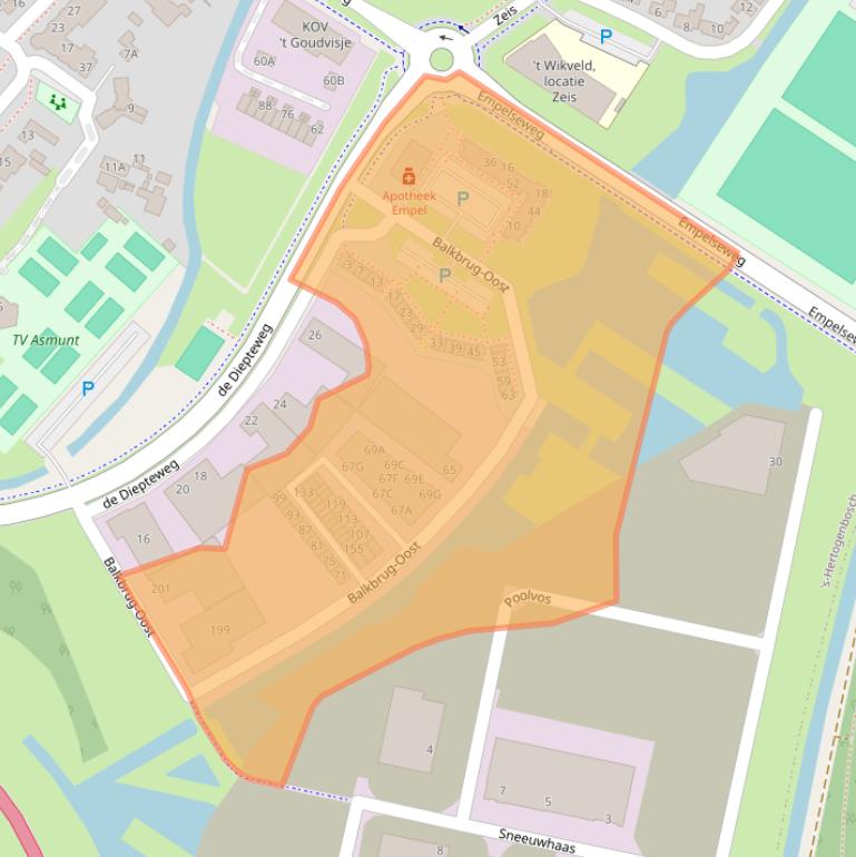 Kaart van postcodegebied 5236PW.