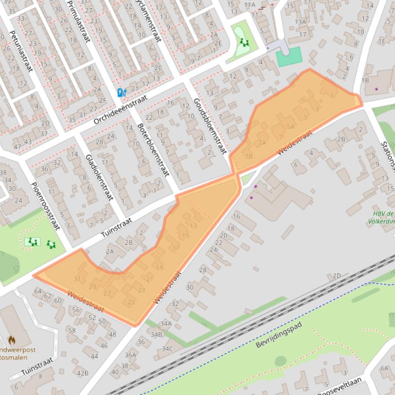 Kaart van postcodegebied 5241CA.