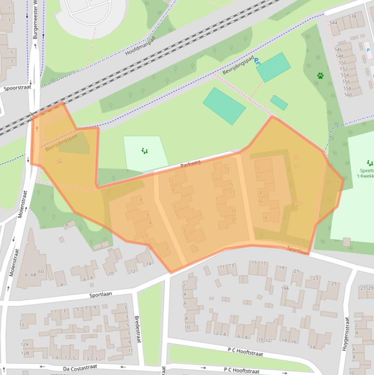 Kaart van postcodegebied 5242CA.