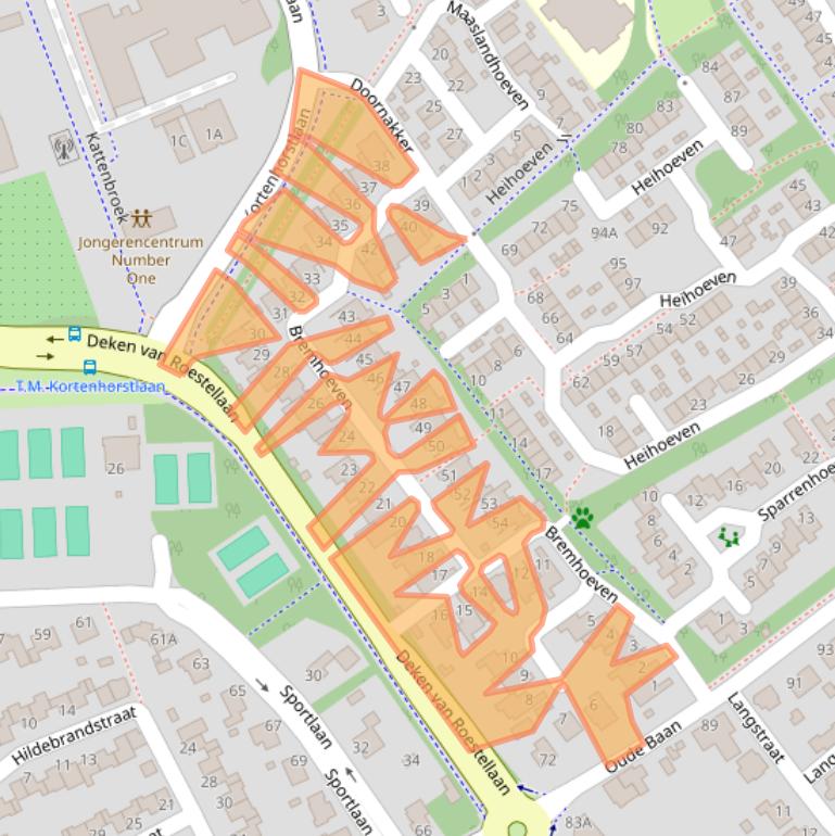 Kaart van postcodegebied 5244GW.